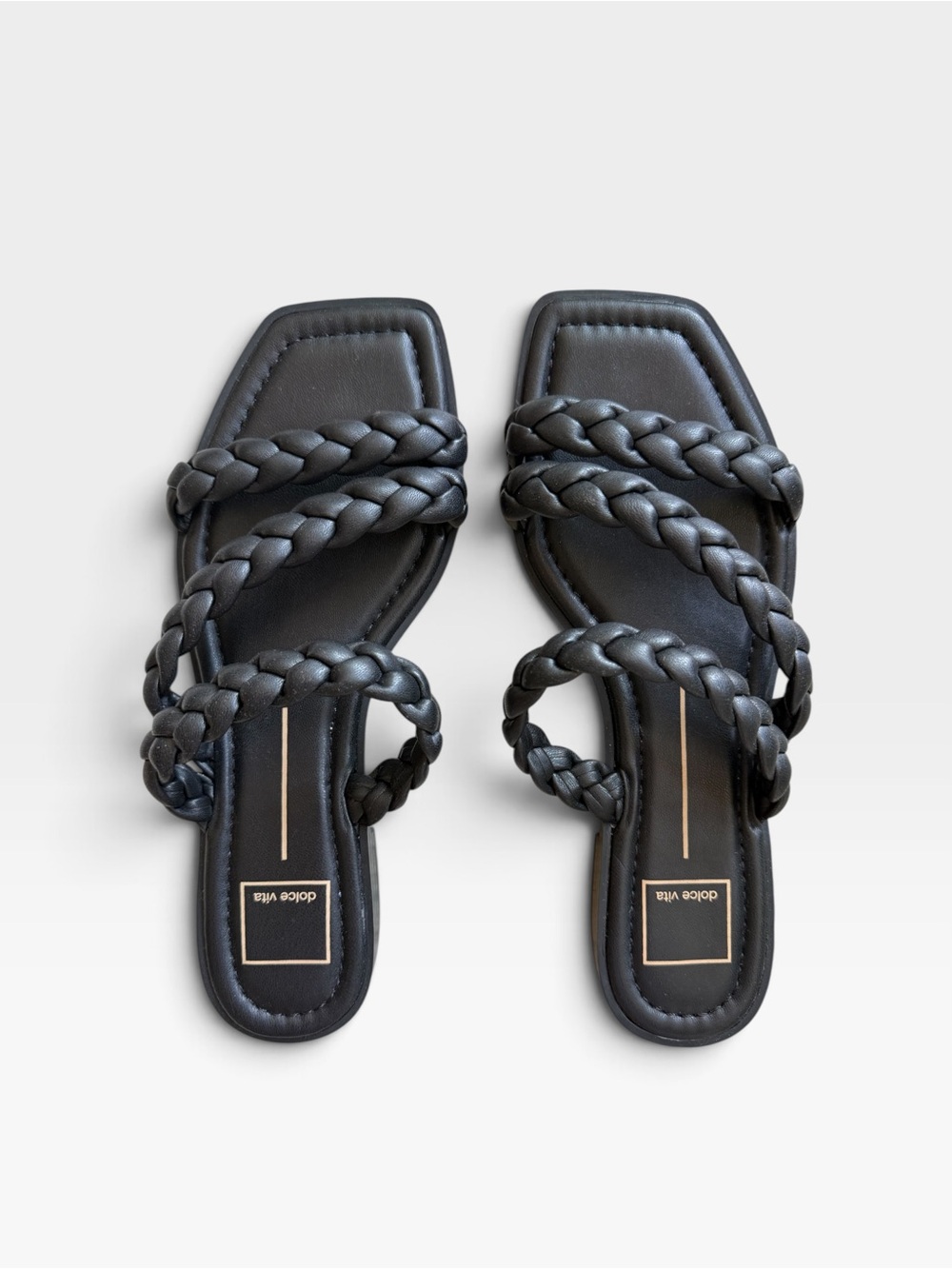 Dolce Vita Black Braided Strap Slide Sandals